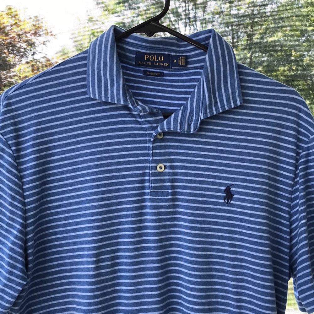 Polo by Ralph Lauren Men's Blue Striped Shirt